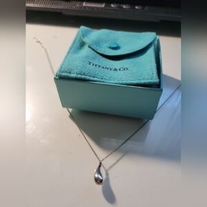 Authentic Tiffany & Co 925 Silver Elsa Peretti12mm Teardrop Pendant Necklace